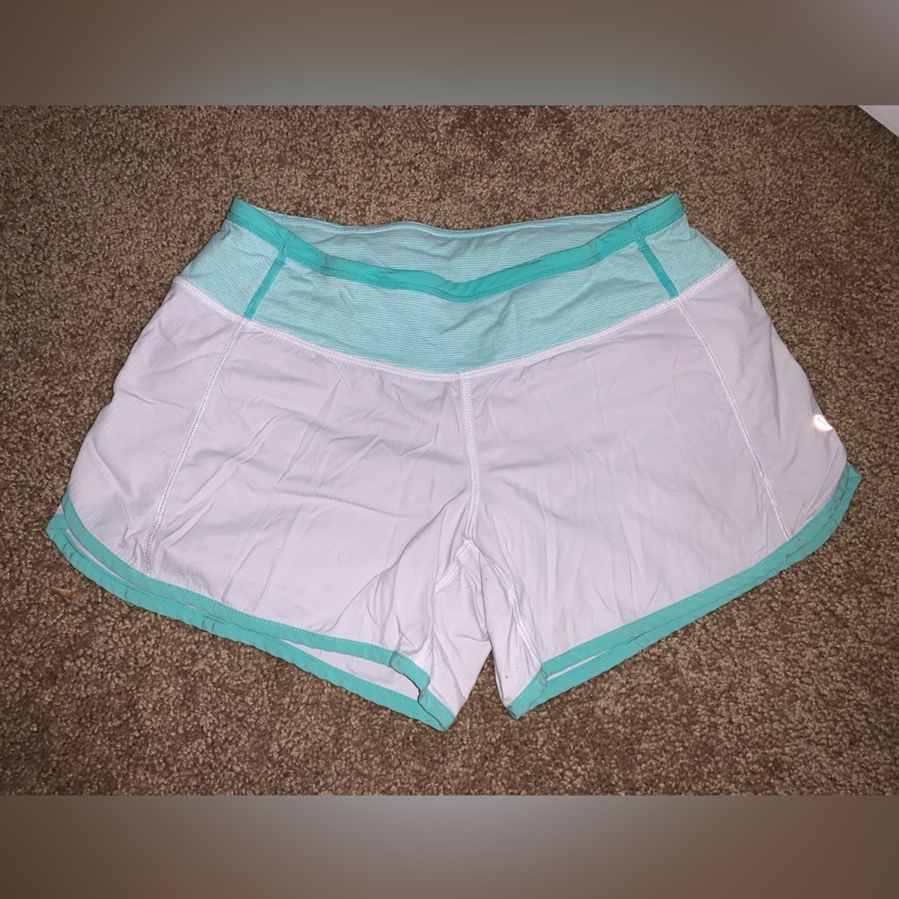 White Lululemon mid rise speed up shorts